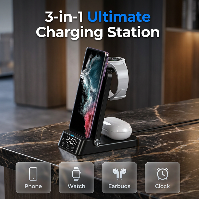 ⏳LIMITED-TIME 50% OFF! 🔥3-in-1 Fast Wireless Charger Stand(📱+⌚+🎧)