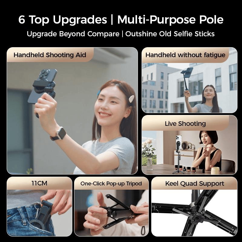 🏆 Hot sale 50% OFF✨4-in-1 Multifunctional magnetic selfie stick with 360° rotation