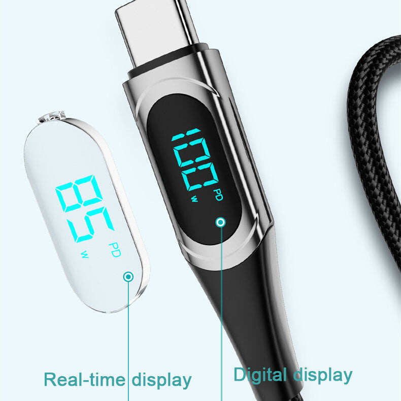 PD 100W Fast-charging and Fast-transmission Data Cable with Digital Display