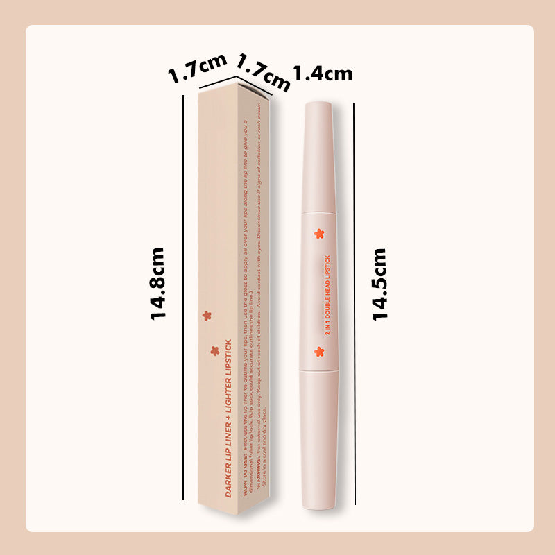 Long-Lasting Double Head Lipstick & Lip Liner