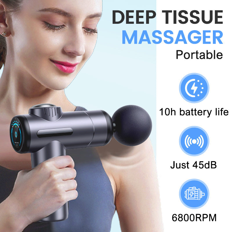 Portable Deep Tissue Massager with 6 Speeds & 4 Heads