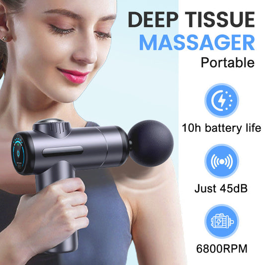 Portable Deep Tissue Massager with 6 Speeds & 4 Heads