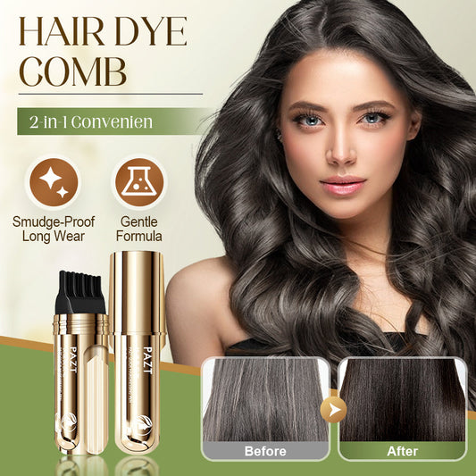 2-IN-1 HAIR DYE COMB - Precision Application for Gray Coverage, Non-Drip Formula with Nourishing Argan Oil, 5 Min Processing Time 🧴