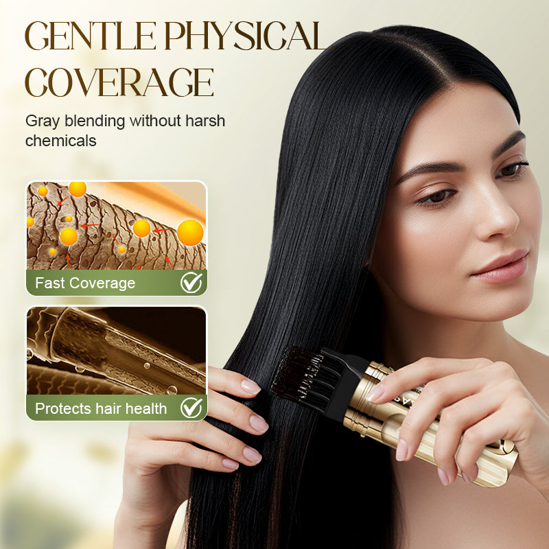 2-IN-1 HAIR DYE COMB - Precision Application for Gray Coverage, Non-Drip Formula with Nourishing Argan Oil, 5 Min Processing Time 🧴