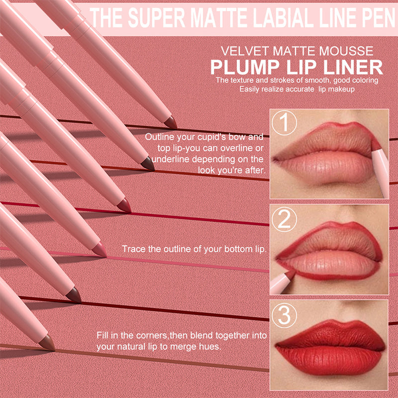 Deals-6 Pack High-Pigment Matte Lip Liner Pencils